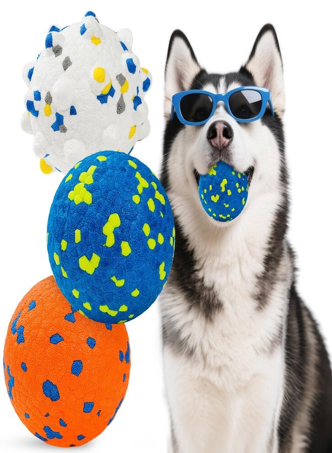 HIPPIH Dog Balls Interactive Tennis Balls for Dogs, Dog Toys for Aggressive Chewers, Tough Puppy Chew Toys for Teething, 3" Fetch Ball Water Toy for Small/Medium Breed, High Bouncy & Floating, 3 Pack - Image 1